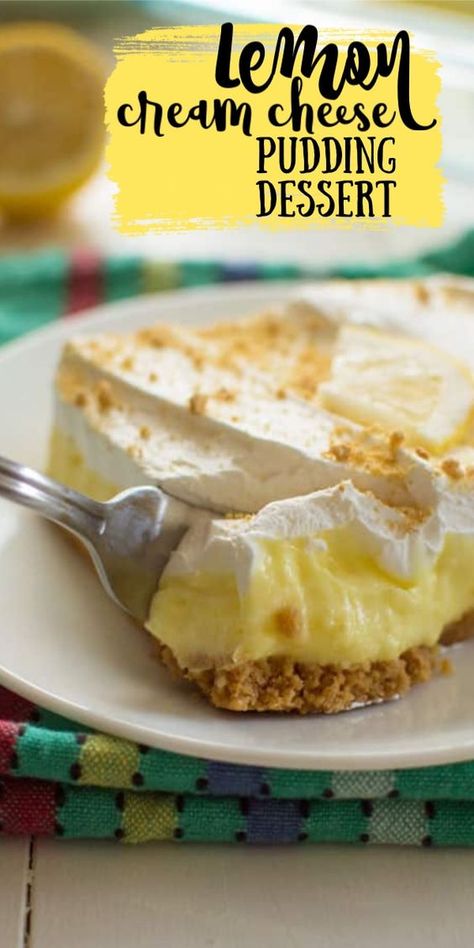 Cream Cheese Pudding Dessert, Cream Cheese Pudding, Cheese Pudding, Lemon Cheesecake Bars, Lemon Cream Cheese, Cream Cheese Desserts, Pudding Dessert, Cheesecake Pudding, Lemon Dessert Recipes