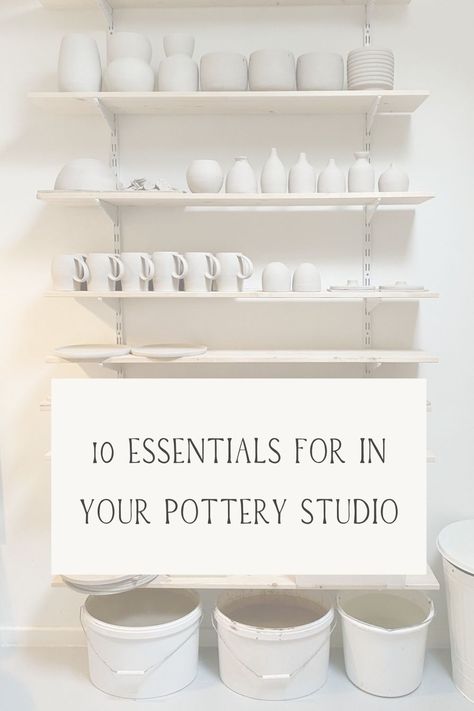 Pottery Studio Water System, Pottery Space At Home, Garage Pottery Studio Setup, Pottery Room At Home, Pottery Studio Work Table, Pottery Ideas For Beginners Inspiration, Pottery Studio Setup Ideas, Ceramic Pottery Studio, Home Pottery Studio Workspaces