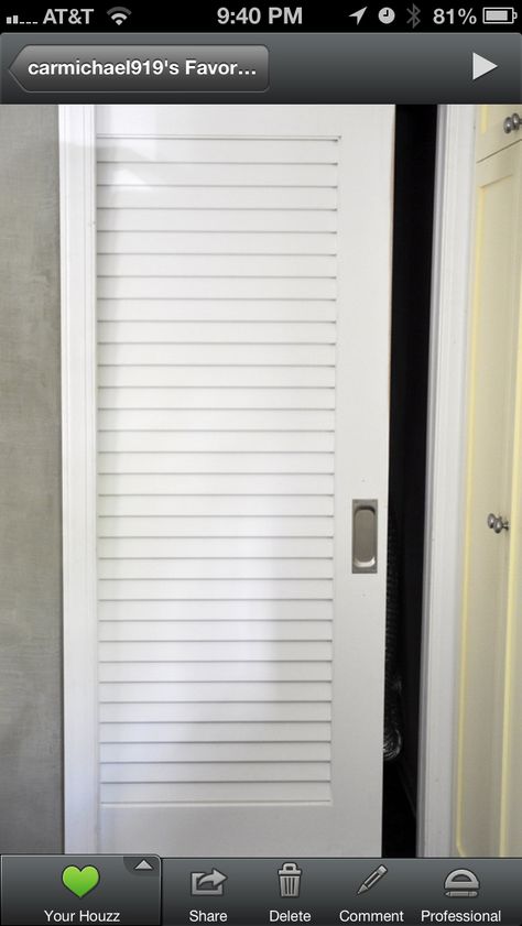 Louvered pocket door...or pantry doors Sliding Mirror Closet Doors, Custom French Doors, Louvre Doors, Folding Doors Interior, Wooden Sliding Doors, Tropical Bedrooms, Contemporary Doors, Sliding Closet Doors, Sliding Doors Interior