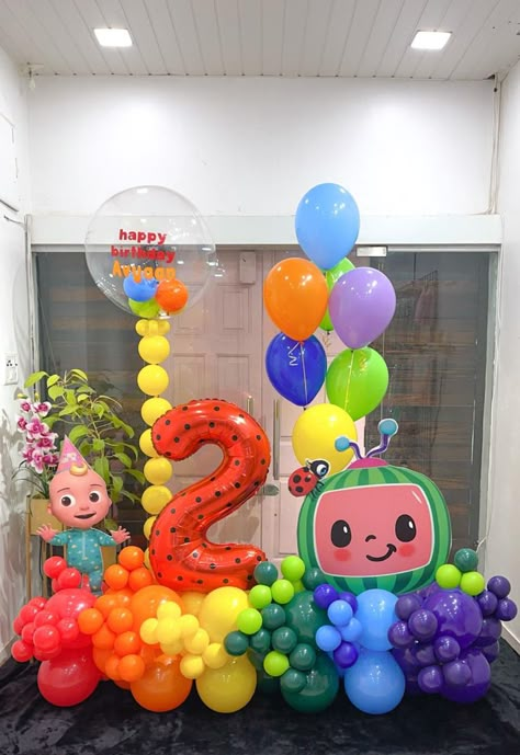 Cocomelon, Birthday, Celebration, Decor, Vibrant Coco Melon Balloon Arch, Cocomelon Park Party Ideas, Cocomelon 2nd Birthday Party Ideas, Coco Melon Second Birthday, Cocomelon Balloon Decoration, Cocomelon Birthday Party Decorations, Coco Melon Party Ideas, Cocomelon Balloons, Coco Melon Birthday Party