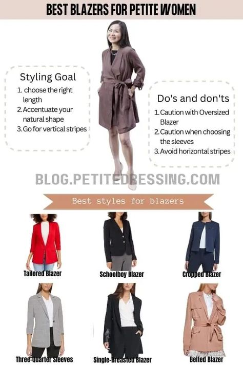 The Complete Blazer Guide for Petite Women - Petite Dressing Tailored Blazer Women, Casual Outfits Petite, Outfit For Petite Women, Petite Dressing, Women Closet, New Academic Year, Outfits For Petite, How To Wear Blazers, Outfit Petite