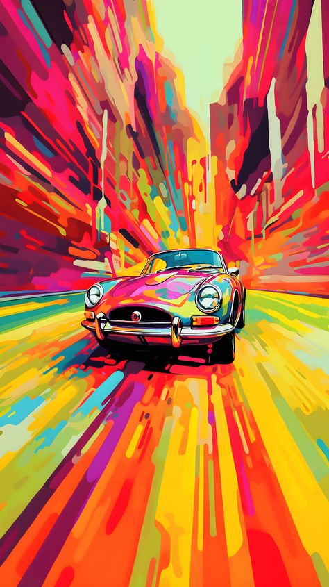 Car Abstract Painting, Neon Wall Paint, Cars Artwork, French Bulldog Art, 2160x3840 Wallpaper, Bulldog Art, Car Artwork, Soyut Sanat Tabloları, Art Journal Techniques