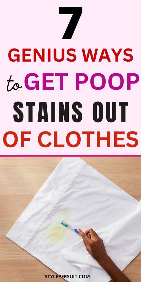 Dealing with poop stains on clothes requires quick and effective cleaning. However, these stubborn stains can be a bit tricky to remove and may need some special techniques. Here are best simple methods to effectively get rid of poop stains from your clothes Stains Out Of Clothes, Diy Stain Remover, Stain Removal Guide, How To Wash Shoes, Stain On Clothes, Laundry Stains, Stain Removal, Laundry Hacks, Household Tips