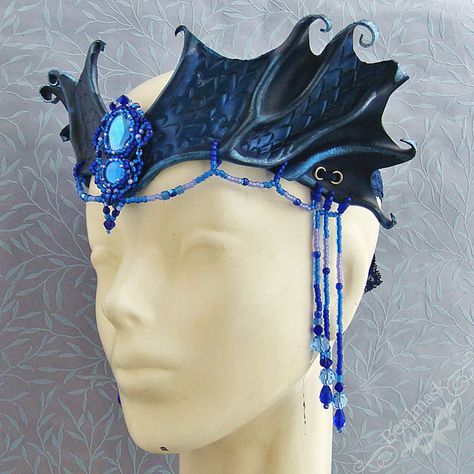 Dryad Costume, Beaded Veil, Mermaid Crown, Steampunk Victorian, Dragon Costume, Head Dress, Leather Mask, Beaded Jewels, Mermaid Costume