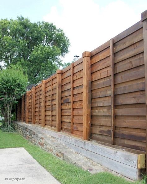 Hi Sugarplum | Horizontal Fence Wood Fence Design, Remodel Diy, Privacy Fence Designs, Hi Sugarplum, Horizontal Fence, Diy Fence, Front Yard Fence, Privacy Fences, Cedar Fence