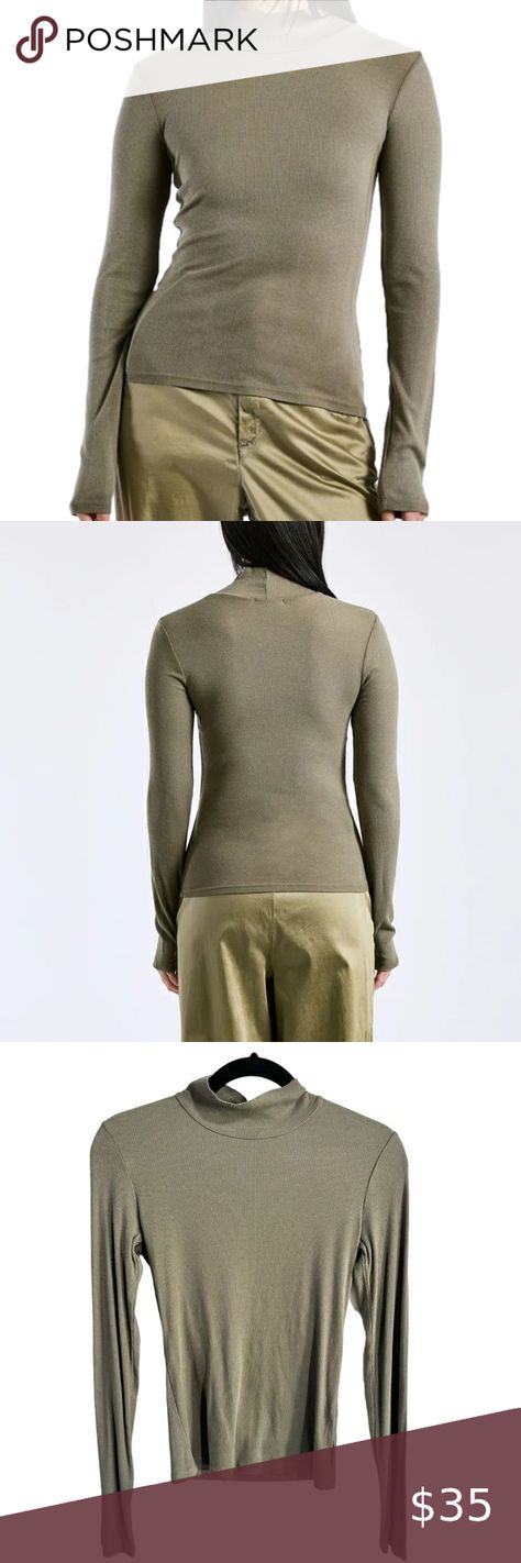 Cotton Citizen Verona Chai Cast Olive Green Long Sleeve Ribbed Turtleneck Top S Ribbed Turtleneck Top, Cotton Citizen, Turtleneck Top, Ribbed Turtleneck, Green Long Sleeve, Long Sleeve Turtleneck, Soft Baby, Turtle Neck Top, Verona