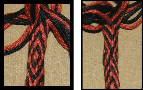 THE PALMA BRAID I am going to show you by video how to work the 24-strand Palma braid as I was taught in Peru by a sling braider. The fiber used in the sling braids is generally llama and the stran… Tablet Weaving Loom, Belt Weaving, Tapestry Loom Weaving, Kumihimo Tutorial, Finger Weaving, Horse Hair Bracelet, Tapestry Loom, Hair Bracelet, Lucet