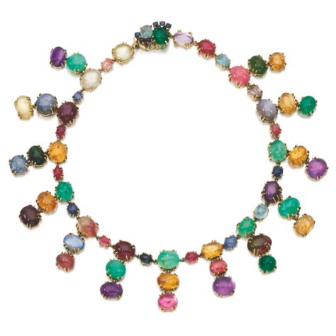 schepps, seaman ||| necklace ||| sotheby's l13052lot6y56ren Seaman Schepps, Candy Jewelry, Luxury Rings, Set Necklace, Gem Stones, Fine Jewels, The Library, Multi Stone, Oval Cabochon