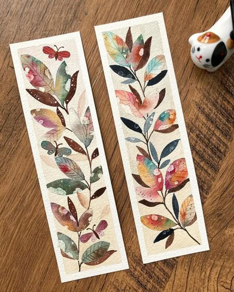 Colors By Sue Watercolor, Autumn Watercolor Bookmark, Bookmarks Watercolor, Bookmark Watercolor, Painted Bookmarks, Pen Art Work, Creative Bookmarks, Watercolor Paintings For Beginners, Artist Instagram