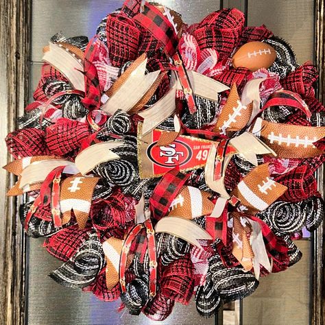 It’s Officially FOOTBALL Season In The Feagin Household! Bang Bang Niners Gang! Wreath Created By My Good Friend Camille. Order Yours Today!🏈🏈 My Good, Bang Bang, Football Season, I Am Awesome, Wreath, Created By, Football, American Football