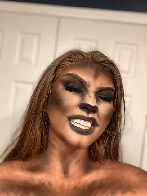 Womens Wolf Makeup, Men’s Wolf Makeup, Female Wolf Makeup, Scary Lion Costume, Wear Wolf Makeup, Wearwolf Makeup Woman Halloween, She Wolf Costume Makeup, Wolf Face Makeup, Werewolf Woman Costume