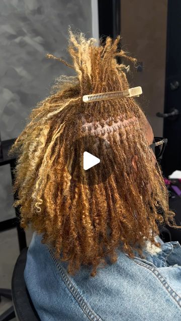 Blonde Microlocs Black Women, Blond Microlocs, Blonde Dreads Black Women, Brown And Blonde Locs, Honey Blonde Locs Black Women, Brown Locs Black Women, Blonde Microlocs, Copper Locs Black Women, Dyed Microlocs