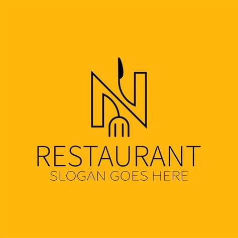 Creative Restaurant Logo, N Logo Design, Kitchen Logo, N Logo, Creative Advertising Design, Restaurant Logo, Letter N, Logo Restaurant, Logo Food