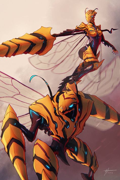 Insect Queen, Bee Frame, Queen Bees Art, Warframe Art, Monster Concept Art, Animation Art Character Design, Fantasy Monster, Fantasy Creatures Art, Concept Art Drawing