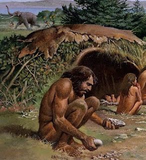 An illustrative depiction of cave-dwelling primitive male homo sapiens. Being a man in a modern world has a broader understanding of himself and others. Equality is part of it...right guys? Stone Age People, Prehistoric People, भारतीय इतिहास, Homo Habilis, Evolution Of Life, Evolution Art, Paleolithic Era, Prehistoric Man, Early Man