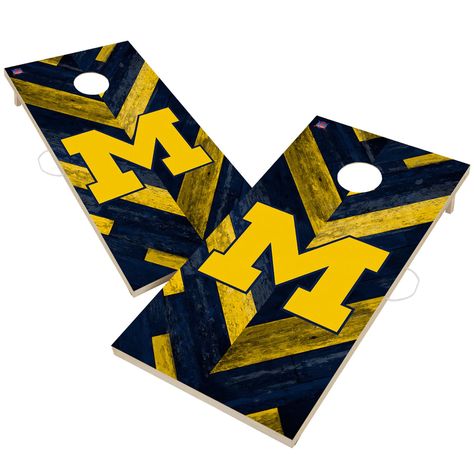 You worked hard all week and have been looking forward to the next big Michigan Wolverines game! Make sure you and your crew are ready for a fun-filled tailgate by grabbing this exciting 2' x 4' Herringbone Design Cornhole Set. The set features 8 cornhole bags and 2 boards with crisp Michigan Wolverines graphics that will add a little friendly competition to your watch party. University Of Michigan Wolverines, Win Free Stuff, Veneer Plywood, Birch Veneer, Cornhole Board, Team Bags, Herringbone Design, Cornhole Bags, Sports Toys