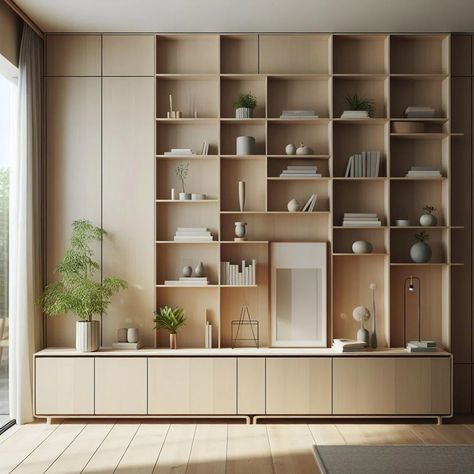 Japandi Bookshelves Ideas for Zen Home Decor - Mojo Boutique Elegant Japandi, Bookshelves Ideas, Minimalist Bookcase, Tranquil Home, Zen Home, Built In Shelves Living Room, Japandi Home, Zen Home Decor, Japandi Decor