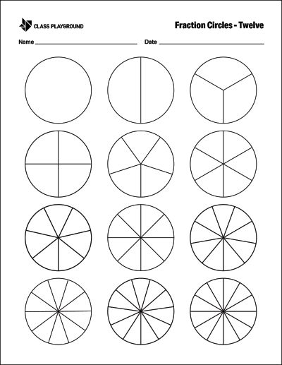 Printable Fraction Circles Twelve Fraction Circles Printable, Fractions Craft, Pie Chart Template, Parts Of A Circle, Fraction Circles, Add And Subtract Fractions, Math Night, Teaching Fractions, Math Boards