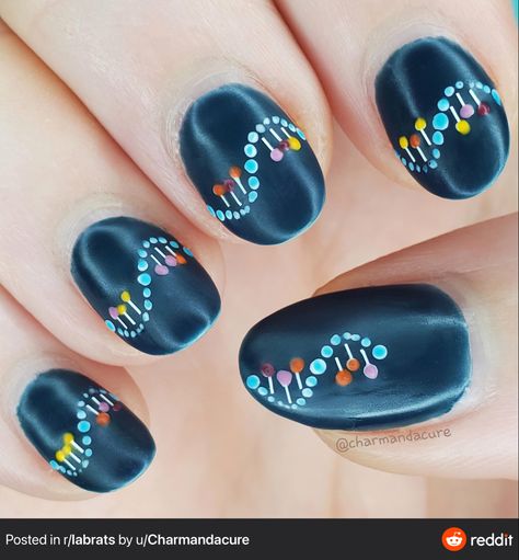 Science Themed Nails, Science Nails Designs, Nerdy Nail Art, Chemistry Nails, Dna Nails, Medical Nails, Science Nails, Student Challenges, Mum Nails