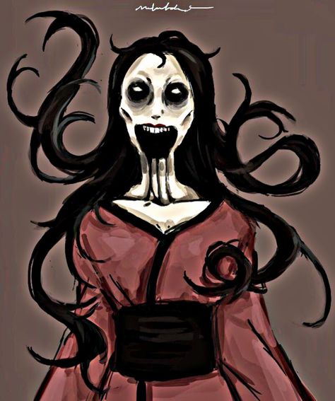 Mimic Monster, Futakuchi Onna, Animated Clothing, Japanese Urban Legends, Creepy Core, The Mimic, Japanese Horror, The Evil Within, Halloween Drawings