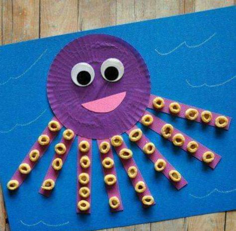 Easy Childrens Crafts, Ocean Kids Crafts, Octopus Craft, Octopus Crafts, Ocean Kids, Summer Crafts For Kids, Ocean Crafts, Learn Crafts, Fun Craft