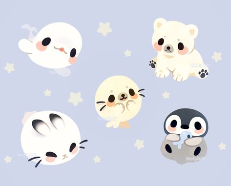 Que KAWAI!!!!!!! Baby Animal Drawings, Art Mignon, Art Kawaii, Cute Kawaii Animals, Cute Animal Illustration, Little Animals, Cute Animal Drawings Kawaii, Cute Kawaii Drawings, Anime Animals