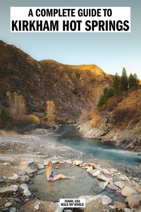 A complete guide to Kirkham Hot Springs, one of the most unique in Idaho! We’ll tell you about the epic waterfall, how to beat the crowds, what to expect, how to get there and the best spots at this incredible place. Kirkham Hot Springs Idaho, Cascade Idaho, Idaho Hot Springs, Explore Idaho, Visit Idaho, Idaho Travel, Yellowstone Trip, Usa Travel Guide, Idaho Falls