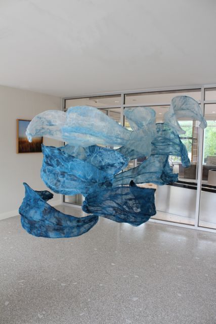 Water Sculpture, Fiber Sculpture, Ceiling Art, The Residents, Glass Walls, Silk Art, Small Sculptures, Water Art, Ocean Themes