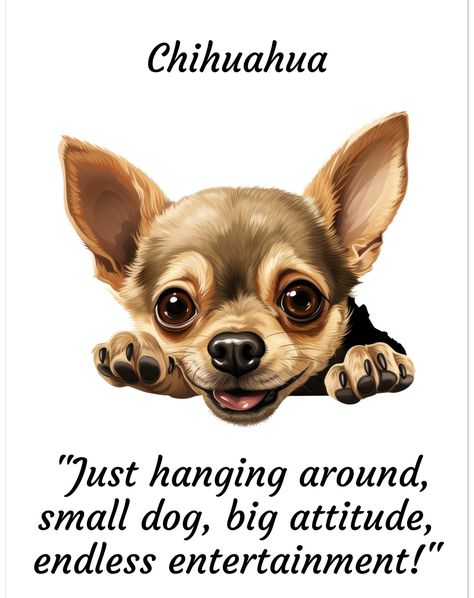 Chihuahua Poster - Personalize With Your Pets Name - Amusing Quote - Premium Matte Paper Poster with Hanger https://doggieslounge.etsy.com/listing/1723055519 #dogportrait #dogpainting #dogpictures #giftsfordoglovers #dogart #doggiftsforowners #dogownergift #customdoggifts #CustomDogGift #chihuahua Chihuahua Quotes, Memory Quotes, Custom Dog Gifts, In Loving Memory Quotes, Chihuahua Mom, Dog Information, Cute Chihuahua, Weenie Dogs, Paper Poster