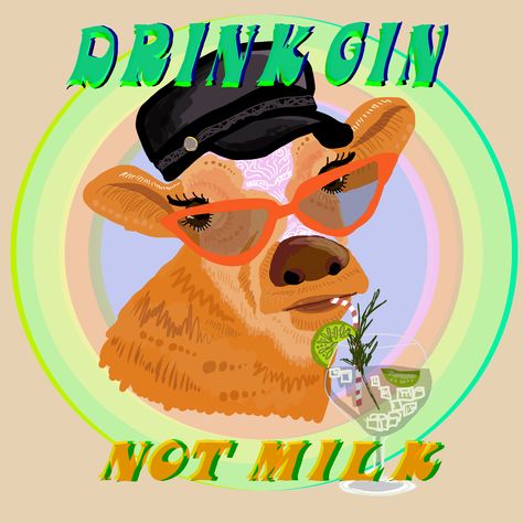 Vegan Art Illustration, Vegan Aesthetic Art, Vegan Poster, Vegan Symbol, Vegan Magazine, Drink Gin, Vegan Art, Cow Drawing, Vegan Asian