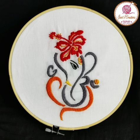 Hibiscus flower ganpati Hand Embroidery Work, Handmade Embroidery Designs, Handmade Embroidery, Aari Work, Hibiscus Flower, Hibiscus Flowers, Embroidery Work, Handmade Crochet, Hibiscus