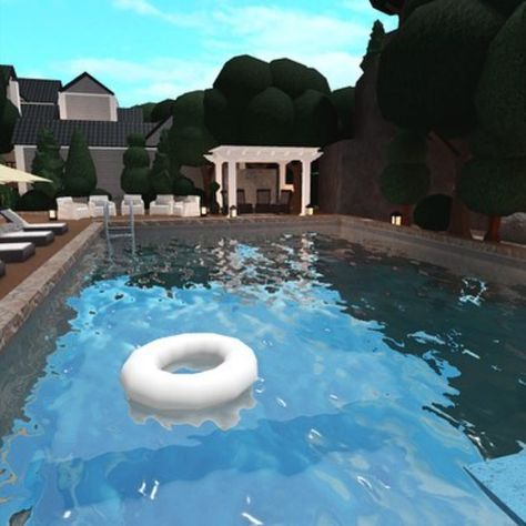 #roblox #robloxbuild #bloxburg #robloxgame Bloxburg Swimming Pool Ideas, Pool Idea Bloxburg, Bloxburg Pool Area, Bloxburg Grill Area, Bloxburg Pool Ideas Aesthetic, Roblox Bloxburg Pool Ideas, Pool Bloxburg Ideas, Bloxburg Backyard Ideas With Pool, Backyard Bloxburg Ideas