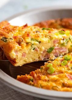 Close up of slice of Crustless Quiche Quiche Ham And Cheese, Quiche Ham, Quiche Recipes Crustless, Soft Rolls, Ham And Cheese Quiche, Breakfast Quiche Recipes, Quiche Recipes Easy, Cheese Quiche, Recipetin Eats