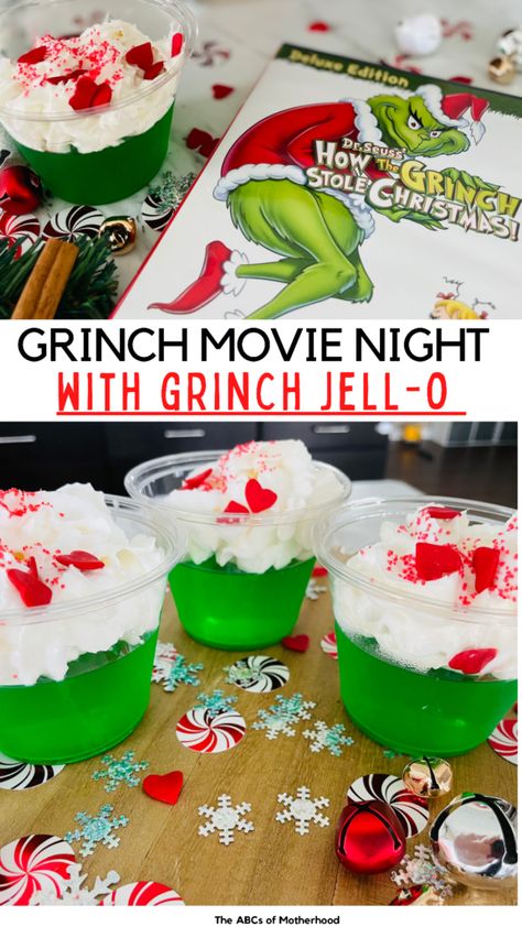 Grinch Movie Night, Grinch Christmas Treats, Grinch Snack, Grinch Day, Grinch Movie, The Grinch Movie, Grinch Christmas Party, Christmas Movie Night, Grinch Who Stole Christmas