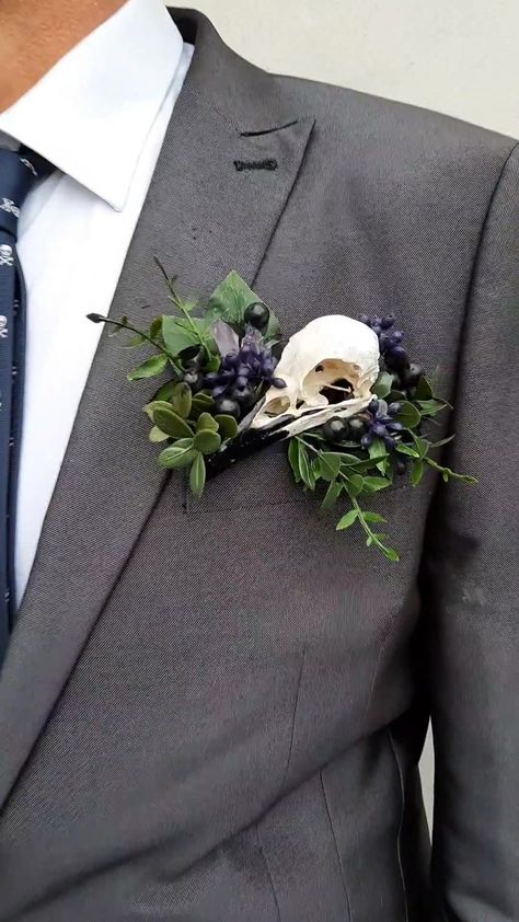 Crystal Boutineer, Bone Bouquet, Demon Wedding, Crystal Bouquet Wedding, Crystal Boutonniere, Viking Bride, Macabre Wedding, Bug Wedding, Boutineer Ideas