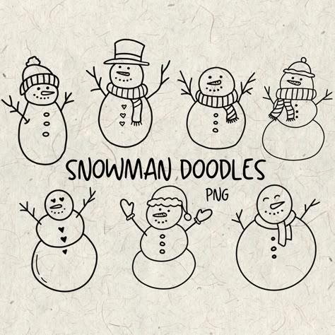 Snowman Line Drawing, Doodle Stickers Hand Drawn, Little Christmas Doodles, Winter Doodle Art, Snowman Doodle Easy, Snowmen Doodles, Cute Winter Doodles, Christmas Tree Simple Drawing, White Board Christmas Drawings