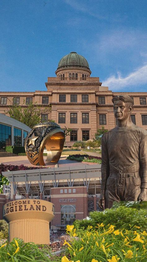 FREE download Texas A&M University landmarks scrapbook wallpaper! M Aesthetic, Scrapbook Wallpaper, Aggie Football, Gig Em Aggies, College Vision Board, Texas Baby, M Wallpaper, College Motivation, Texas Aggies