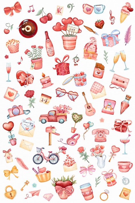 Valentines Clipart Cute, Heart Illustration Art Love, Valentine’s Day Clipart, February Clipart, Valentines Day Clip Art, Disney Stickers Printables, Valentine Wallpapers, Valentine Clip Art, Valentine Illustration