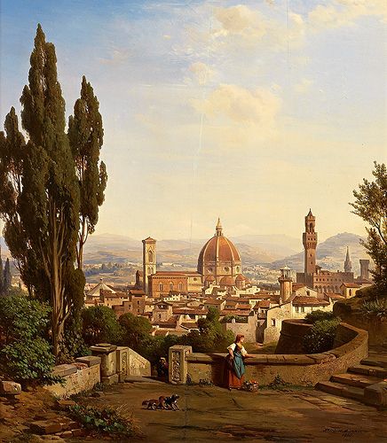 Florence Painting, Catholic Architecture, Florence Art, Italian Aesthetic, Victorian Paintings, Italian Landscape, Historical Painting, Italy Tours, Classic Paintings