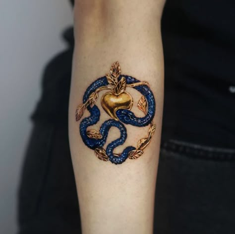 Blue Ink Tattoos, Rare Tattoos, 16 Tattoo, Ankle Tattoos For Women, Clever Tattoos, Snake Tattoo Design, Tattoo Inspiration Men, Gold Tattoo, Blue Tattoo