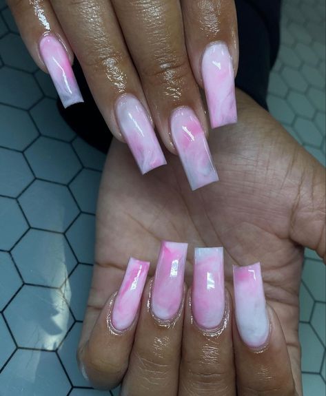 Cotton Candy Nails Polish, Cotton Candy Nail Polish, White Nails Acrylic, Cotton Candy Pink Hair, Pink White Nails, Cotton Candy Nails, Birthday Haul, Candy Nails, Long Acrylic