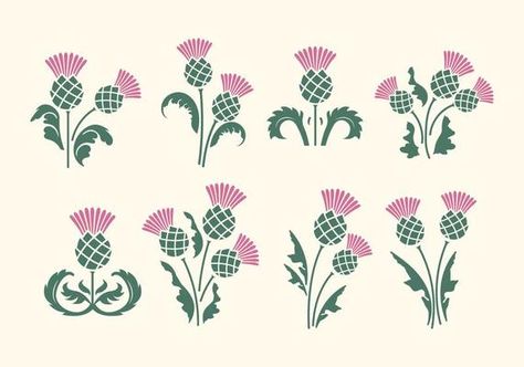 Free Thistle Vector Thistle Quilt Pattern, Thistle Logo, Thistle Quilt, Scottish Thistle Art, Scottish Tattoos, Scottish Symbols, Thistle Tattoo, Scottish Flowers, Thistles Art