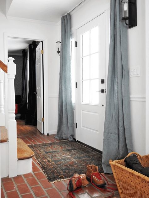 FRONT DOOR CURTAINS Curtains Around Door, Curtain Over Door Window, Curtain On Front Door, Front Door With Curtains, Front Door Drapes, Curtains On Front Door, Curtains Over Door, Curtain Over Front Door, How To Cover Windows On Front Door