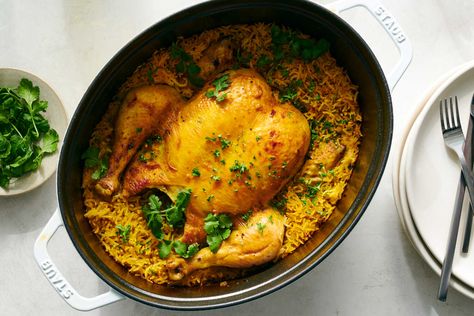 Recipes Chicken And Rice, Chicken Ragu, Roast Chicken And Rice, Rice In The Oven, Lemon Spaghetti, Whole Roasted Chicken, Stewed Potatoes, Nyt Cooking, Cozy Meals