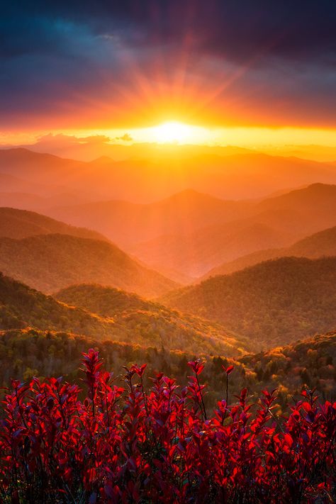 Blue ridge mountains sunset landscape photography prints Mountain Top Sunset, Autumn In The Mountains, Mountains With Sunset, Blue Ridge Parkway Fall, Mountain Sunsets, Sun And Mountain, Mountain Home Decor, Sunset Landscape Photography, Dave Allen