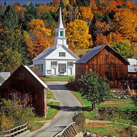 Waits River, VT. A tiny village but it must be one of the most photographed in Vermont. It's on Route 25 about a 40 minute drive from our inn. Country Churches, Abandoned Homes, Old Country Churches, Church Pictures, Beautiful Churches, Take Me To Church, Old Churches, Country Church, Cathedral Church