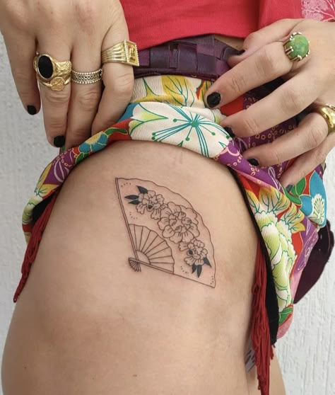 Fan Hip Tattoo, Latin Inspired Tattoos, Victorian Fan Tattoo, Spanish Fan Tattoo Flamenco, Japanese Hand Fan Tattoo, Filipino Fan Tattoo, Chinese Fan Tattoo, Spanish Fan Tattoo, Spain Tattoo