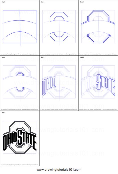 How to Draw Ohio State Buckeyes Logo printable step by step drawing sheet : DrawingTutorials101.com Ohio State Logo Stencil, Ohio State Rock Painting Ideas, Ohio State Diy, Ohio State Buckeyes Quotes, Ohio State Art, Ohio State Stadium, Ohio State Buckeyes Crafts, Ohio State Wreath, Ohio State Decor