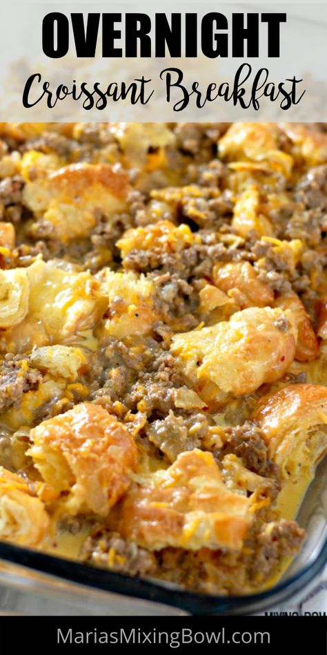 Crockpot Breakfast Casserole Overnight With Biscuits, Sausage Croissant Breakfast Casserole, Sausage Egg Croissant Casserole, Crescent Sausage Breakfast Casserole, Overnight Crossiant Breakfast Bake, Egg Bake With Croissants, 8x8 Breakfast Casserole, Breakfast Casseroles Using Croissants, Easy Breakfast Casserole With Crescent Rolls