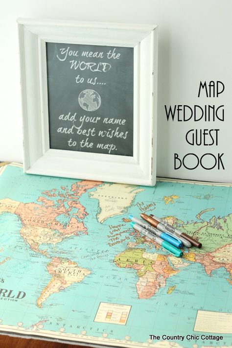 Brilliant!  Using a map as a wedding guest book! Map Guest Book, Wedding Reception Activities, Diy Map, Diy Guest Book, Reception Activities, Wedding Guest Book Ideas, Map Wedding, Guest Book Ideas, Country Chic Cottage